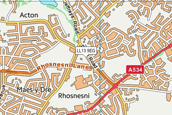LL13 9EG map - OS VectorMap District (Ordnance Survey)