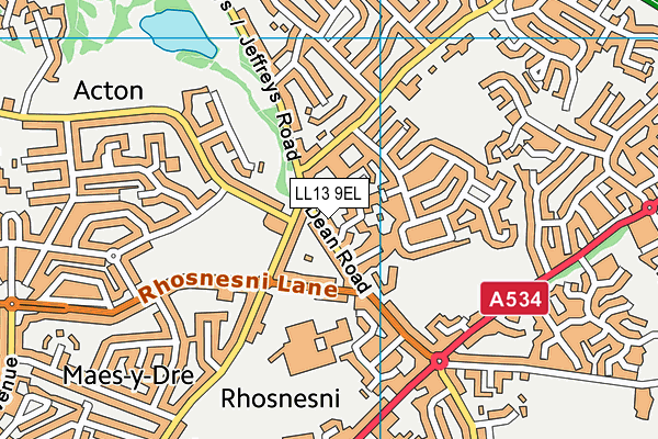 LL13 9EL map - OS VectorMap District (Ordnance Survey)