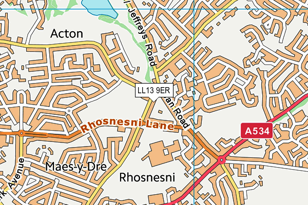 LL13 9ER map - OS VectorMap District (Ordnance Survey)