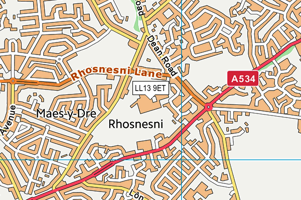 Ysgol Rhosnesni map (LL13 9ET) - OS VectorMap District (Ordnance Survey)