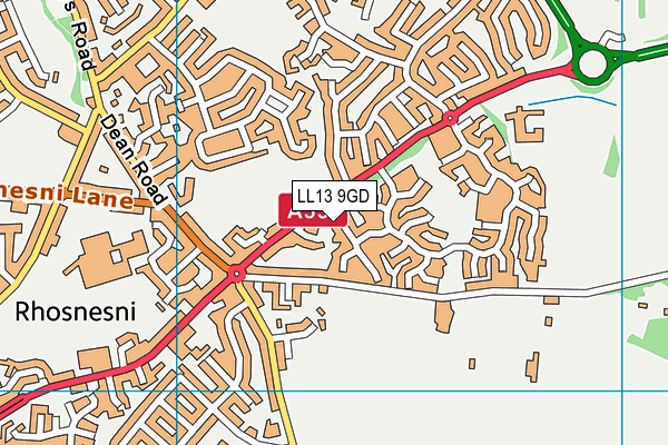 LL13 9GD map - OS VectorMap District (Ordnance Survey)