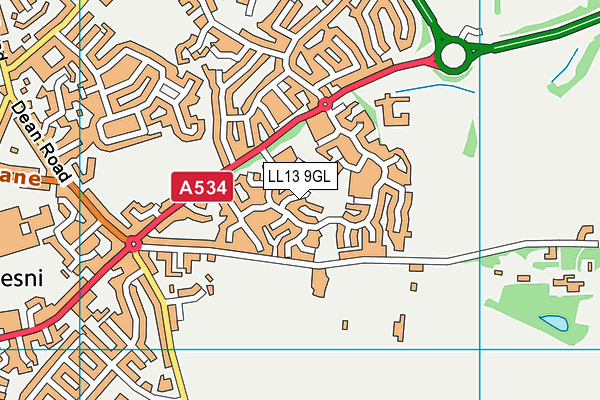 LL13 9GL map - OS VectorMap District (Ordnance Survey)