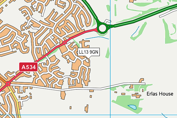 LL13 9GN map - OS VectorMap District (Ordnance Survey)
