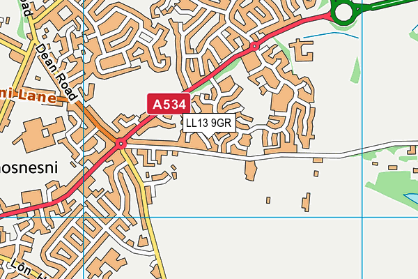 LL13 9GR map - OS VectorMap District (Ordnance Survey)