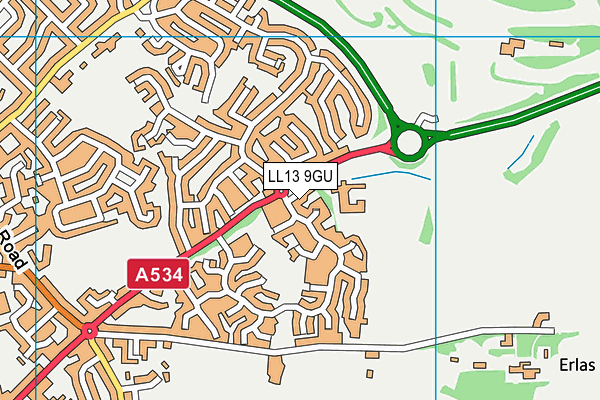 LL13 9GU map - OS VectorMap District (Ordnance Survey)