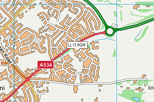 LL13 9GW map - OS VectorMap District (Ordnance Survey)