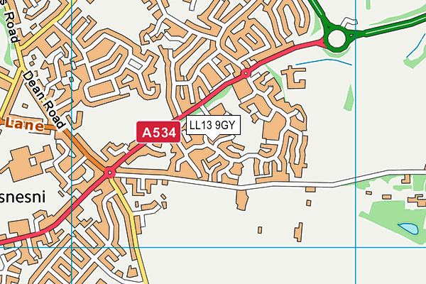 LL13 9GY map - OS VectorMap District (Ordnance Survey)