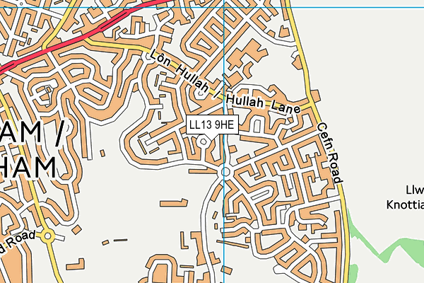 LL13 9HE map - OS VectorMap District (Ordnance Survey)