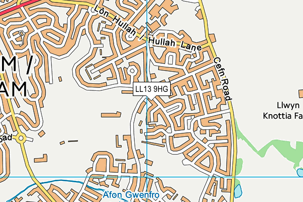 LL13 9HG map - OS VectorMap District (Ordnance Survey)