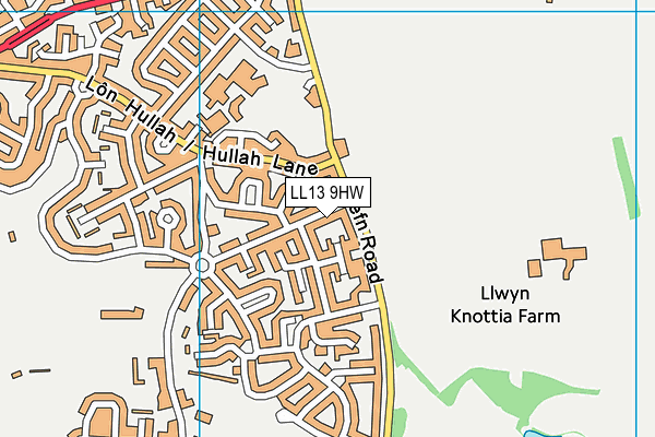 LL13 9HW map - OS VectorMap District (Ordnance Survey)