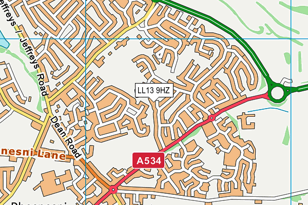 LL13 9HZ map - OS VectorMap District (Ordnance Survey)