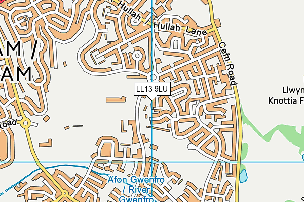 LL13 9LU map - OS VectorMap District (Ordnance Survey)