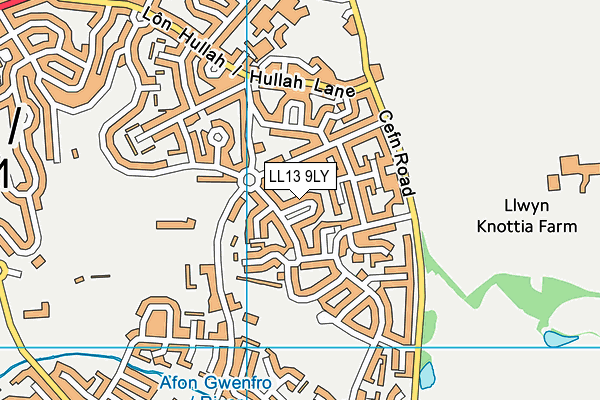 LL13 9LY map - OS VectorMap District (Ordnance Survey)