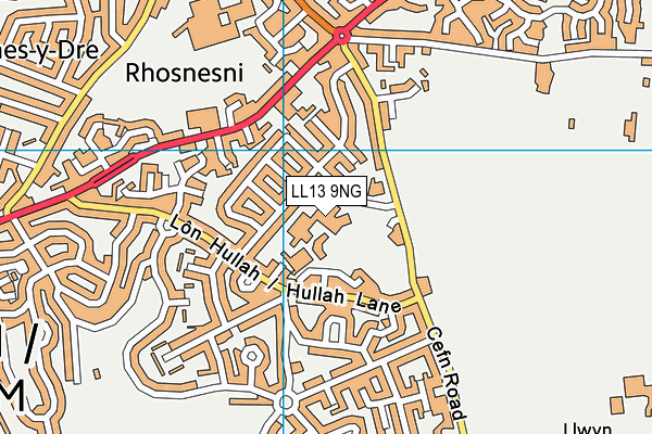 Ysgol Morgan Llwyd map (LL13 9NG) - OS VectorMap District (Ordnance Survey)