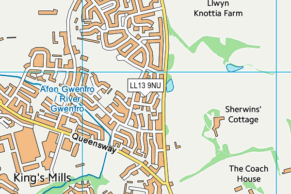 LL13 9NU map - OS VectorMap District (Ordnance Survey)