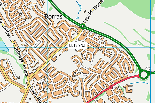 LL13 9NZ map - OS VectorMap District (Ordnance Survey)