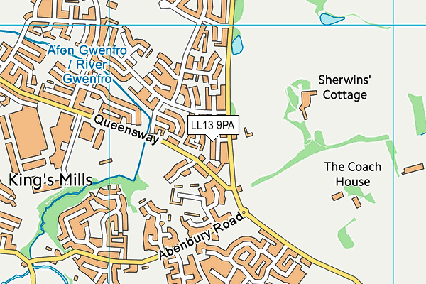 LL13 9PA map - OS VectorMap District (Ordnance Survey)