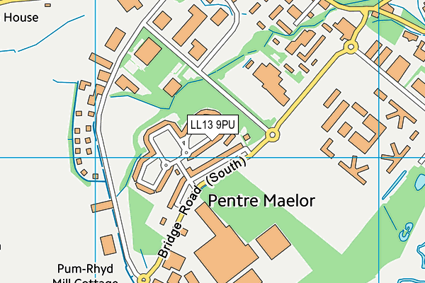 LL13 9PU map - OS VectorMap District (Ordnance Survey)