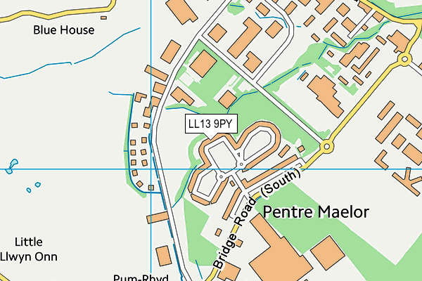 LL13 9PY map - OS VectorMap District (Ordnance Survey)