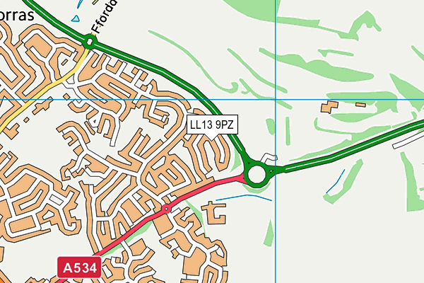 LL13 9PZ map - OS VectorMap District (Ordnance Survey)