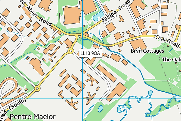 LL13 9QA map - OS VectorMap District (Ordnance Survey)