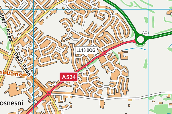 LL13 9QG map - OS VectorMap District (Ordnance Survey)