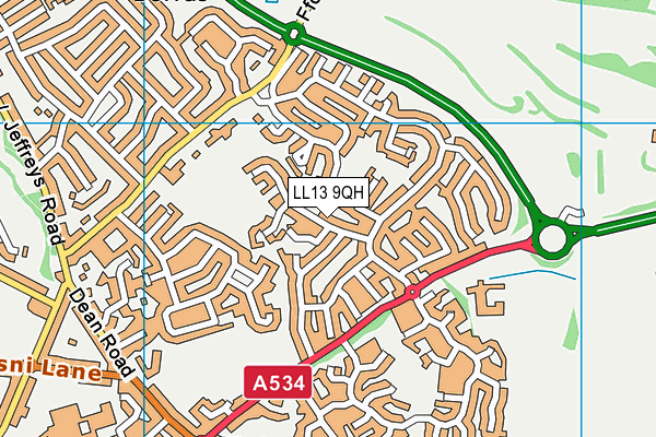 LL13 9QH map - OS VectorMap District (Ordnance Survey)