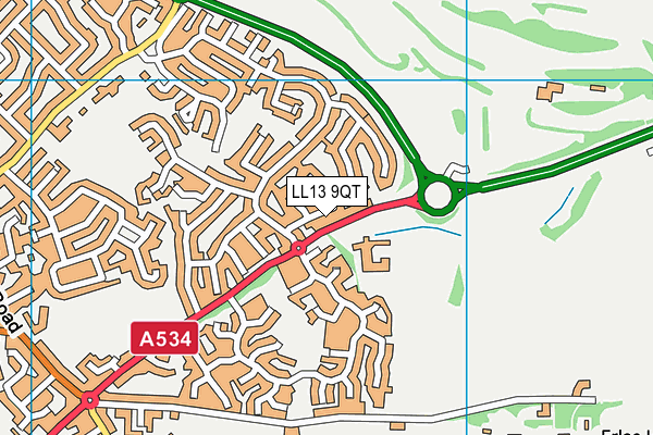 LL13 9QT map - OS VectorMap District (Ordnance Survey)