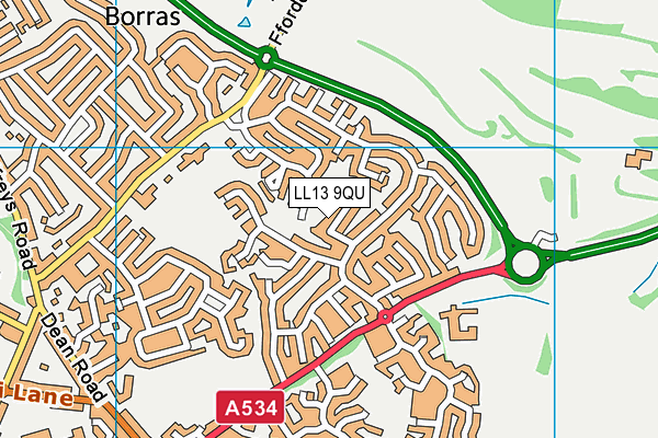 LL13 9QU map - OS VectorMap District (Ordnance Survey)