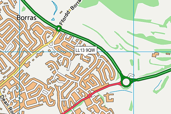 LL13 9QW map - OS VectorMap District (Ordnance Survey)