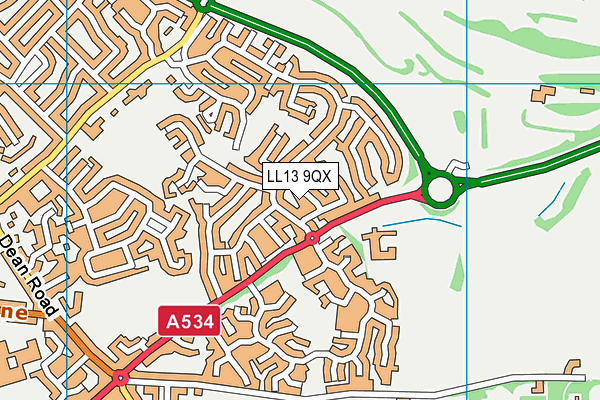 LL13 9QX map - OS VectorMap District (Ordnance Survey)