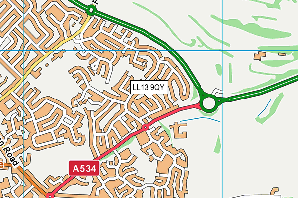 LL13 9QY map - OS VectorMap District (Ordnance Survey)