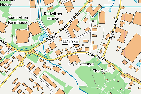 LL13 9RE map - OS VectorMap District (Ordnance Survey)