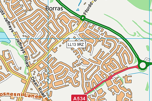 LL13 9RZ map - OS VectorMap District (Ordnance Survey)