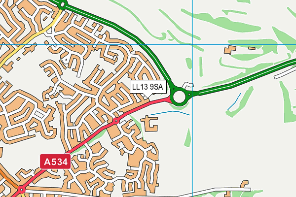LL13 9SA map - OS VectorMap District (Ordnance Survey)