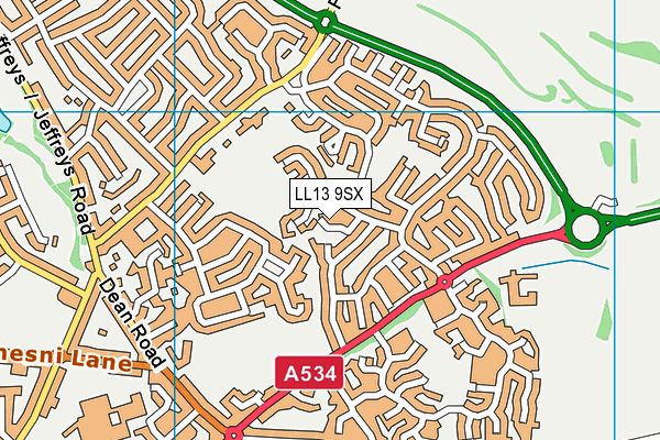 LL13 9SX map - OS VectorMap District (Ordnance Survey)