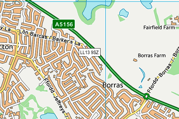 LL13 9SZ map - OS VectorMap District (Ordnance Survey)