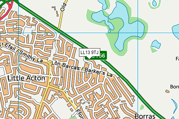 LL13 9TJ map - OS VectorMap District (Ordnance Survey)