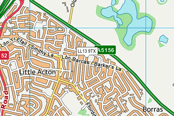 LL13 9TX map - OS VectorMap District (Ordnance Survey)