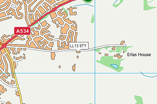 LL13 9TY map - OS VectorMap District (Ordnance Survey)