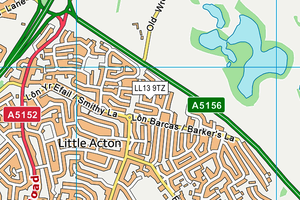 LL13 9TZ map - OS VectorMap District (Ordnance Survey)