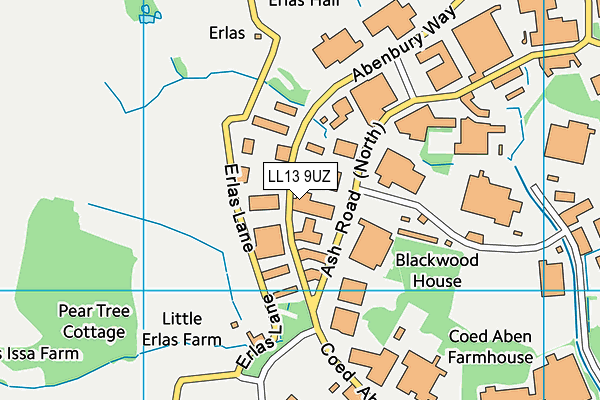 LL13 9UZ map - OS VectorMap District (Ordnance Survey)