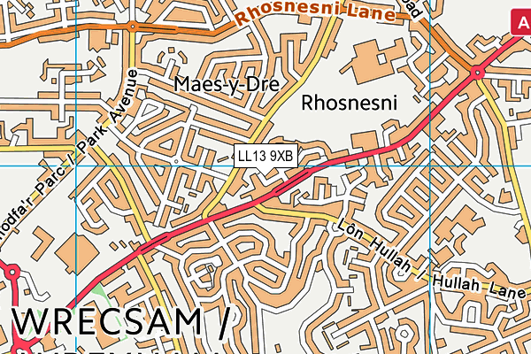 LL13 9XB map - OS VectorMap District (Ordnance Survey)