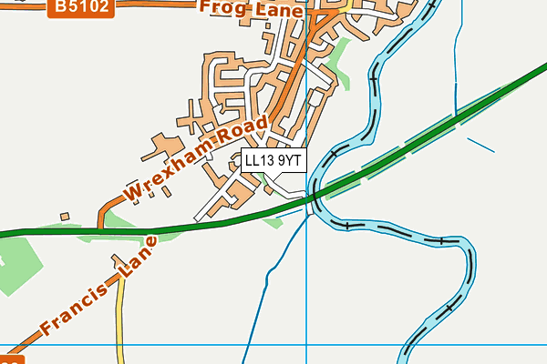 LL13 9YT map - OS VectorMap District (Ordnance Survey)
