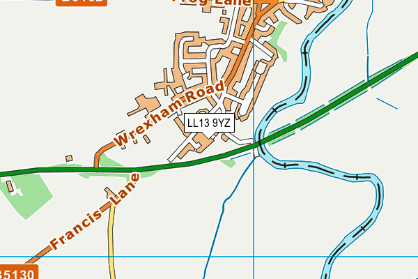LL13 9YZ map - OS VectorMap District (Ordnance Survey)