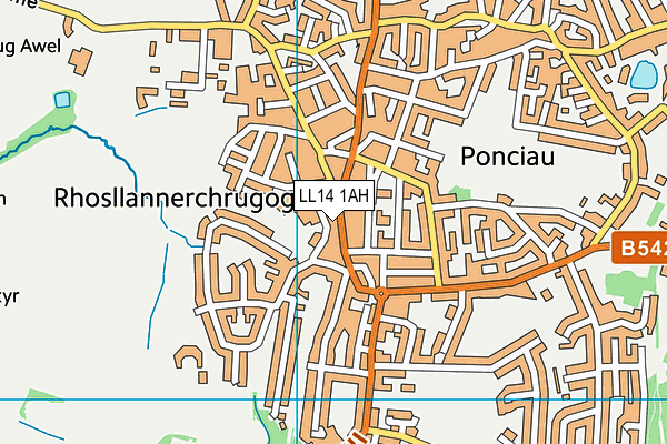 LL14 1AH map - OS VectorMap District (Ordnance Survey)