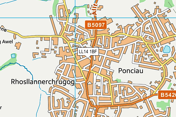 LL14 1BF map - OS VectorMap District (Ordnance Survey)