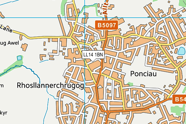 LL14 1BN map - OS VectorMap District (Ordnance Survey)
