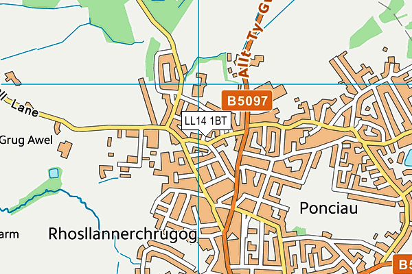 LL14 1BT map - OS VectorMap District (Ordnance Survey)