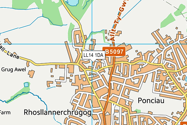 LL14 1DA map - OS VectorMap District (Ordnance Survey)